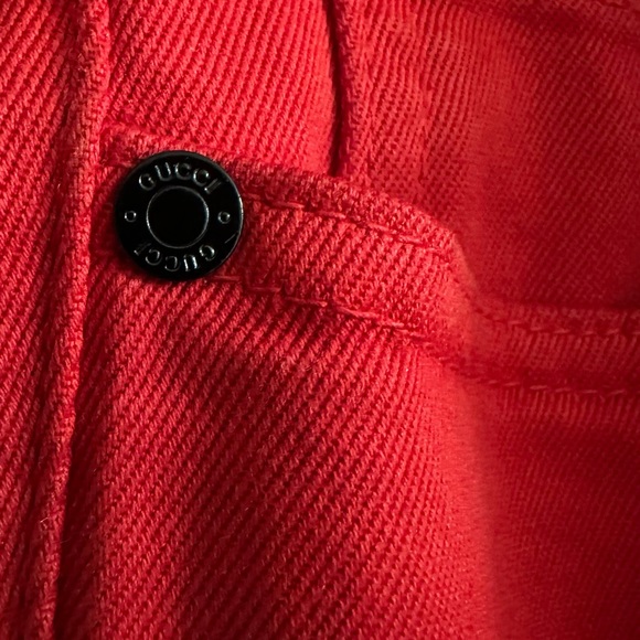 Gucci Logo GG Monogram Badge red Jeans - Picture 9 of 14